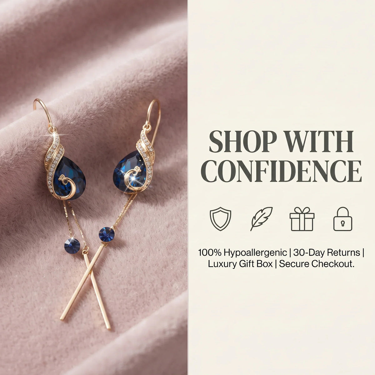 âš?90% OFF Flash Sale: The Royal Peacock: Sapphire-Hued Teardrop Drop Earrings