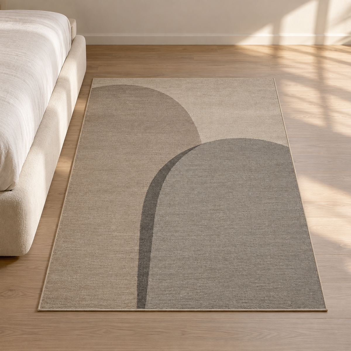 Blomarea Arch Form Area Rug – Beige, Taupe & Charcoal Abstract Floor Décor