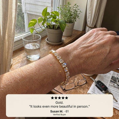 [new bracelet] Classic 4mm D-Color Moissanite Tennis Bracelet – 14K Gold Plated with Double Safety Clasp-Last Day Sale-90% OFF🔥
