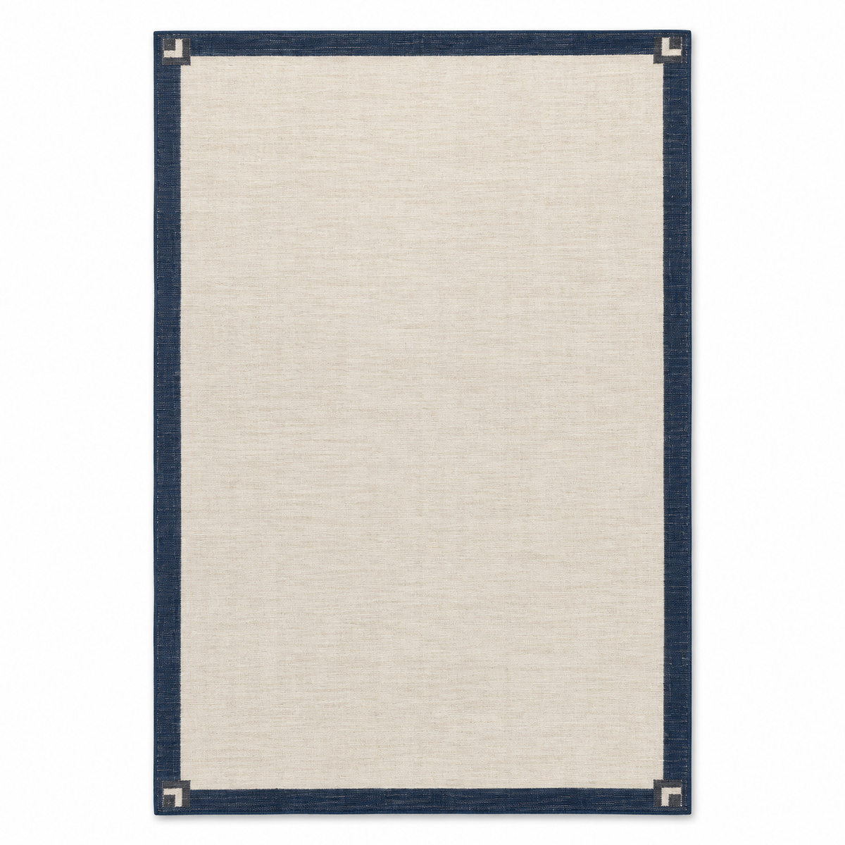 Blomarea Navy Border Area Rug – Cream Geometric Minimalist Floor Décor