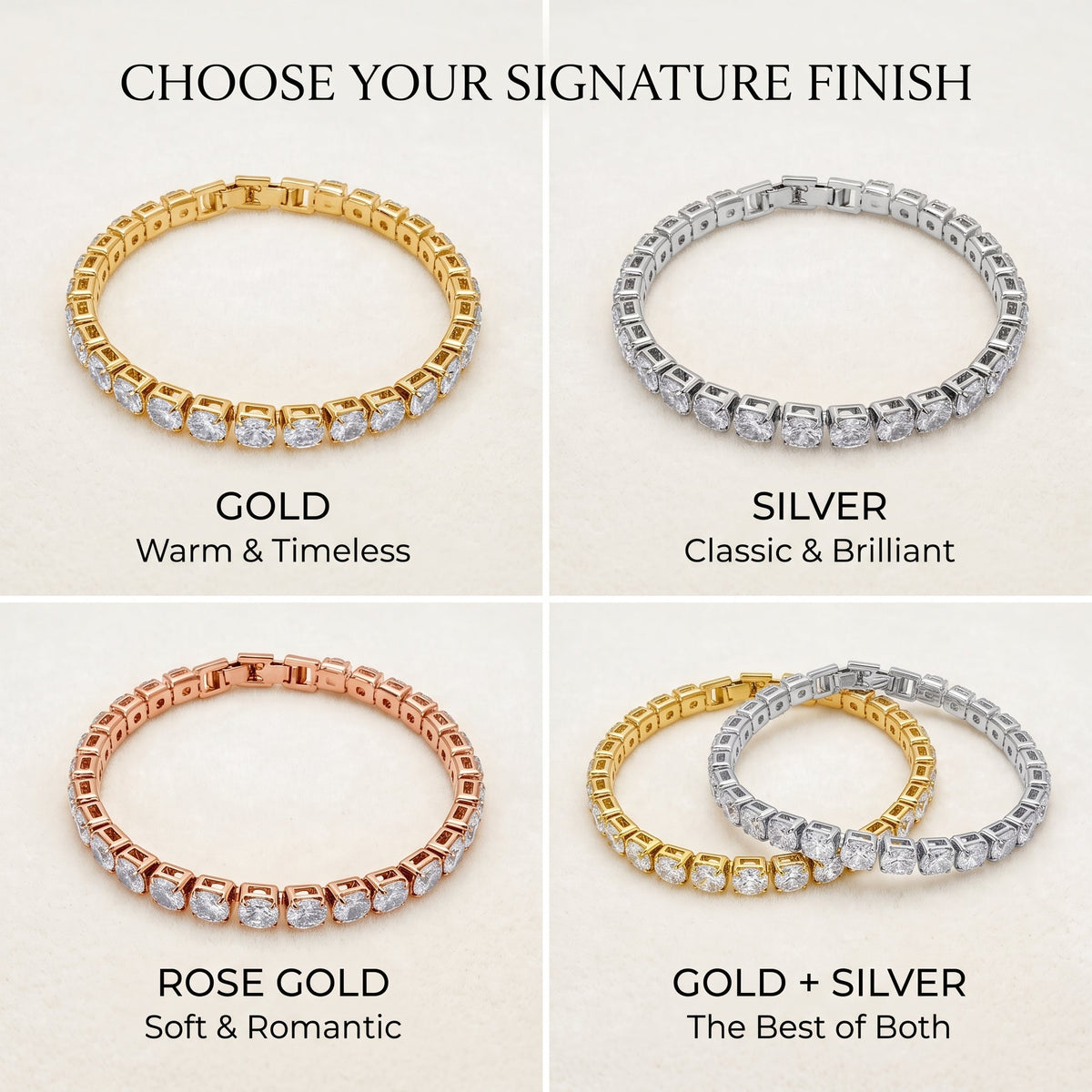 [Last day – 90% off!] Classic 4mm D-Color Moissanite Tennis Bracelet – 14K Gold Plated with Double Safety Clasp-Last Day Sale-90% OFF🔥