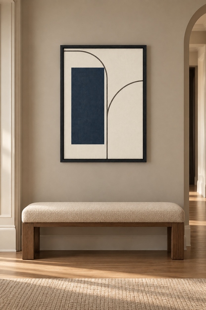 Blomarea Modern Geometric Framed Wall Art – Navy, Cream & Charcoal Abstract Design