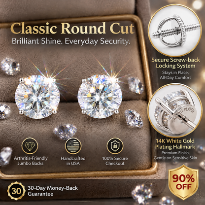 [new earrings] 1-6.00 CTW Classic Round Lab-Created Diamond Stud Earrings - Secure 4-Prong & Hypoallergenic-Last Day Sale🔥90% OFF