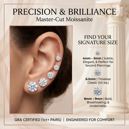 [moissanite studs] VVS1 Moissanite Halo Studs - Zero Droop Comfort & 100% Waterproof Brilliance | Claim 90% OFF Today🔥