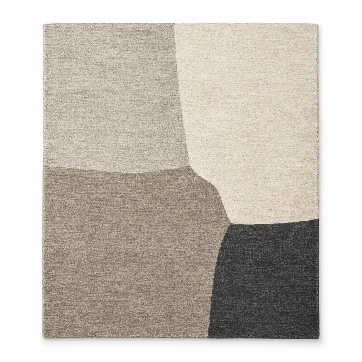 Blomarea Abstract Block Area Rug – Cream, Taupe & Charcoal Geometric Floor Décor