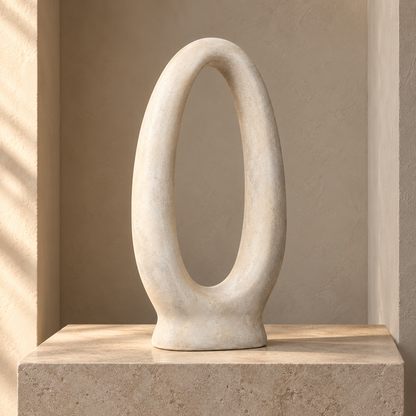 Blomarea Sculptural Oval Loop Décor – Cream Abstract Decorative Object