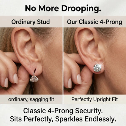 [90% off – today only!] 1-6.00 CTW Classic Round Lab-Created Diamond Stud Earrings - Secure 4-Prong & Hypoallergenic-Last Day Sale🔥90% OFF