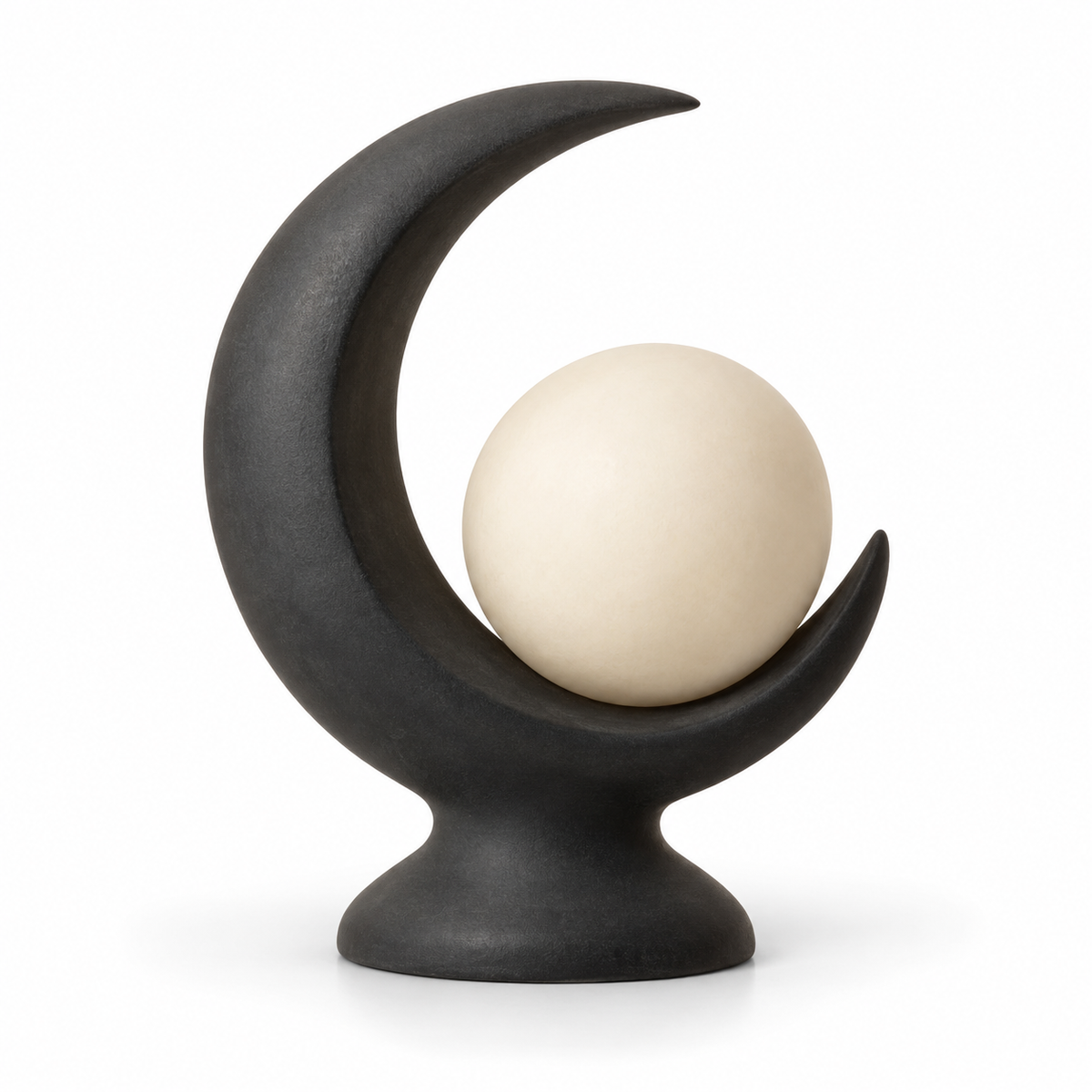 Blomarea Crescent &amp; Orb Sculpture – Black and Cream Abstract Decorative Object