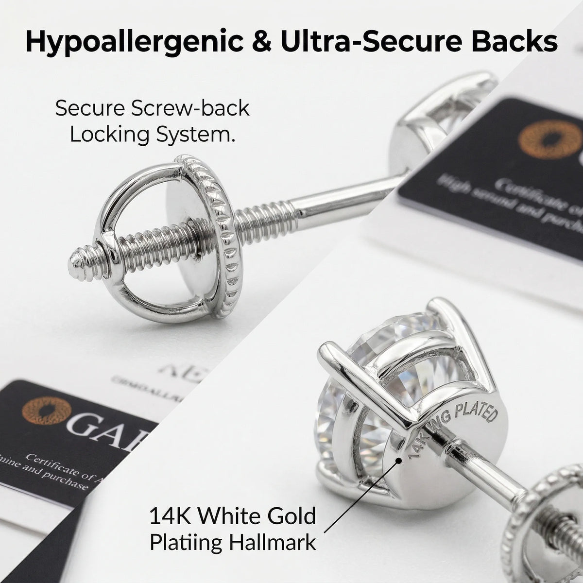 [90% off – today only!] 1-6.00 CTW Classic Round Lab-Created Diamond Stud Earrings - Secure 4-Prong & Hypoallergenic-Last Day Sale🔥90% OFF