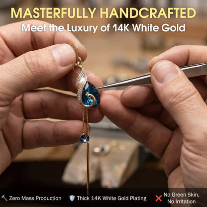 âš?90% OFF Flash Sale: The Royal Peacock: Sapphire-Hued Teardrop Drop Earrings