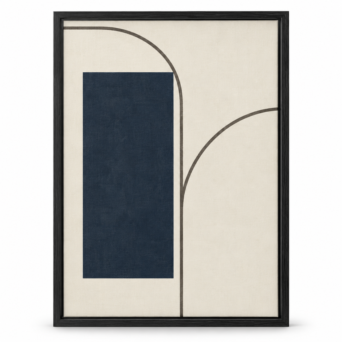 Blomarea Modern Geometric Framed Wall Art – Navy, Cream & Charcoal Abstract Design