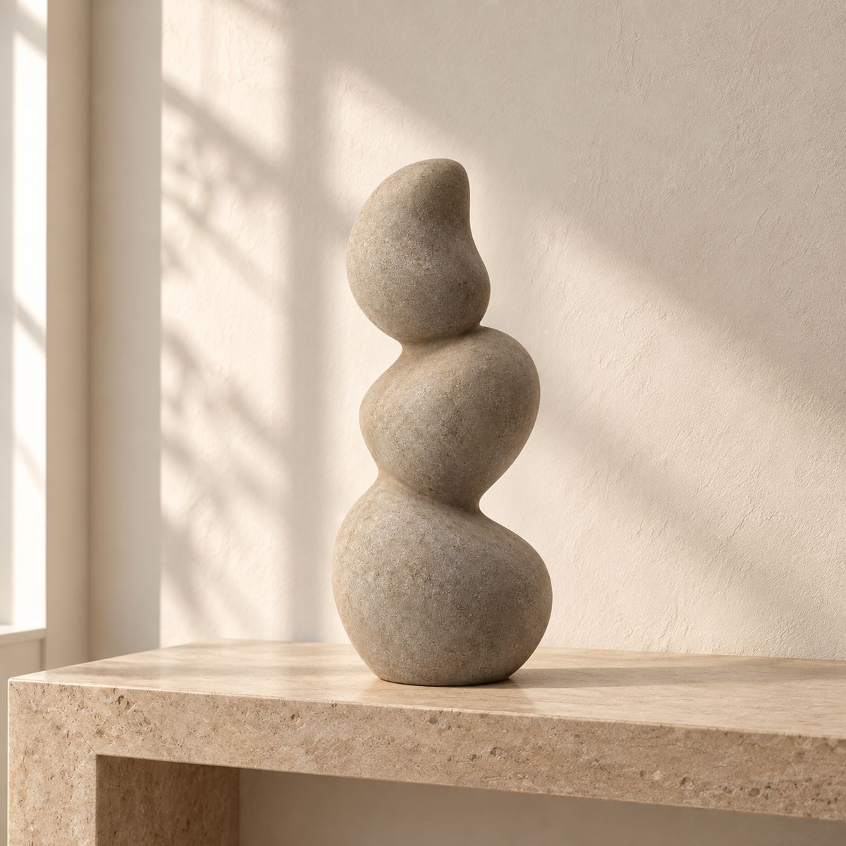 Blomarea Organic Balance Sculpture – Beige Abstract Decorative Object