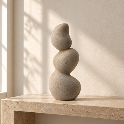 Blomarea Organic Balance Sculpture – Beige Abstract Decorative Object