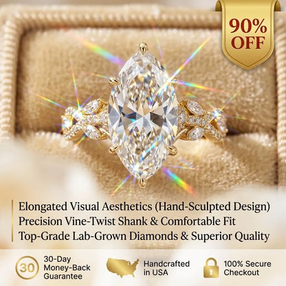 [90%] Marquise Lab-Grown Diamond Ring | Slimming Elegance Twisted Vine Ring in 18K Gold--Last Day Sale-90% OFF🔥
