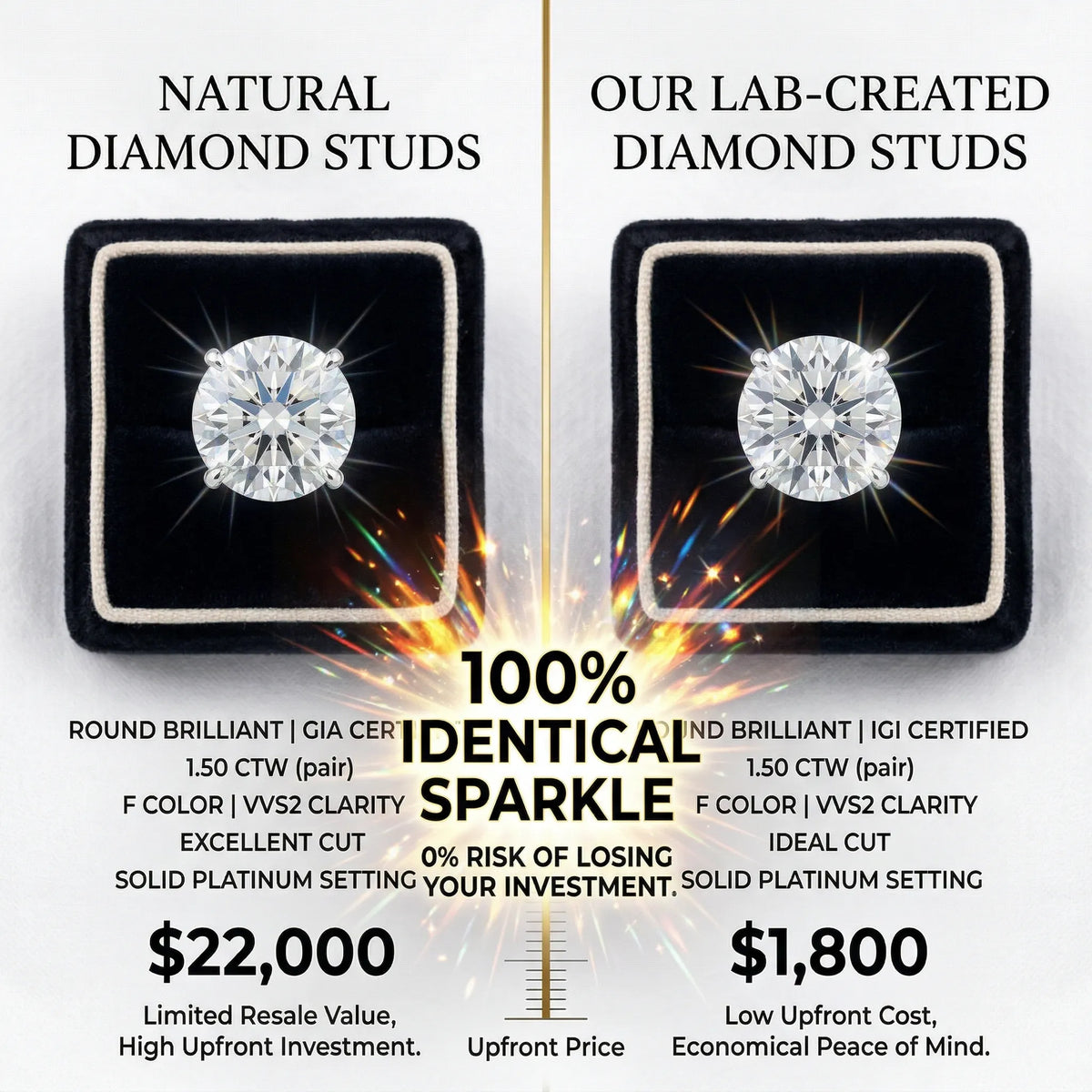 [90% off – today only!] 1-6.00 CTW Classic Round Lab-Created Diamond Stud Earrings - Secure 4-Prong & Hypoallergenic-Last Day Sale🔥90% OFF