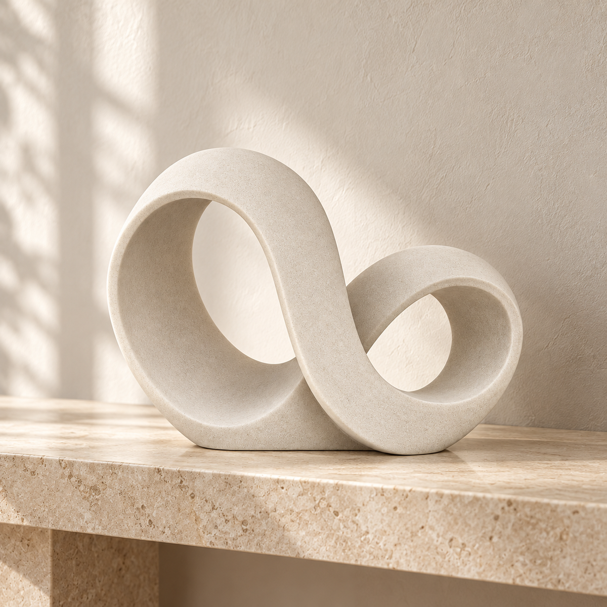 Blomarea Infinity Loop Sculpture – Cream Abstract Decorative Object