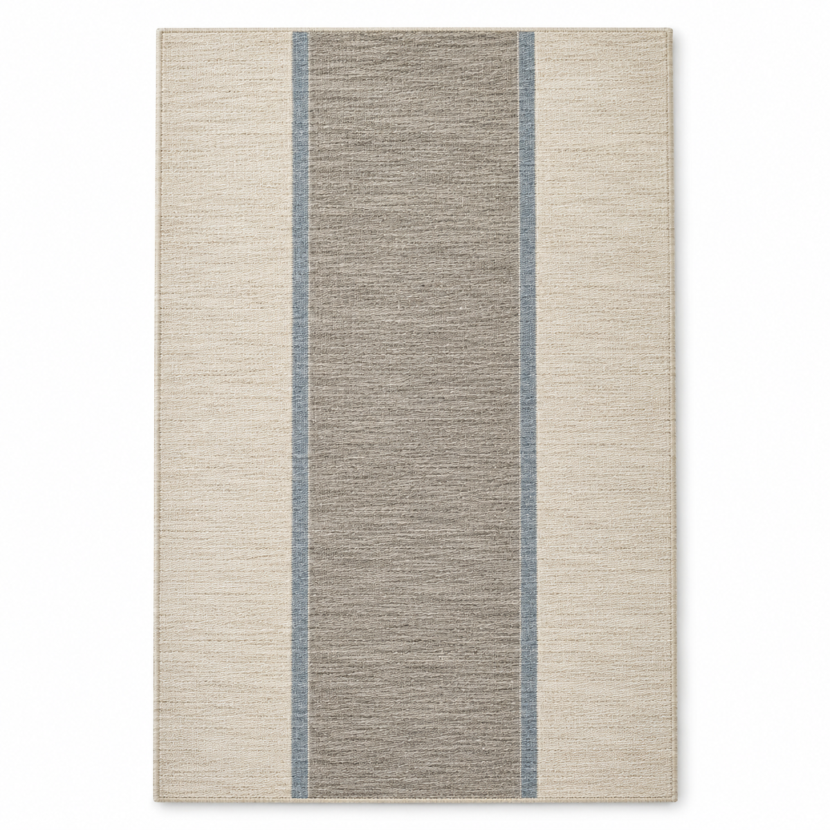 Blomarea Striped Neutral Area Rug – Beige, Grey &amp; Soft Blue Minimalist Floor Décor