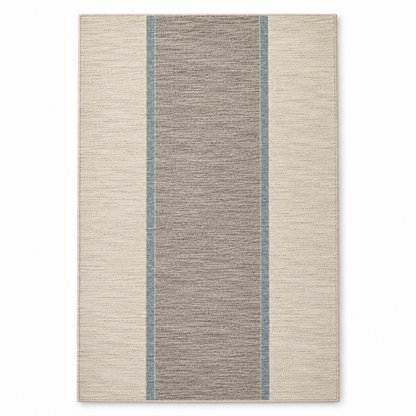 Blomarea Striped Neutral Area Rug – Beige, Grey &amp; Soft Blue Minimalist Floor Décor