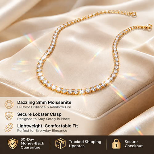 Unflippable Tennis Necklace in Yellow Gold
