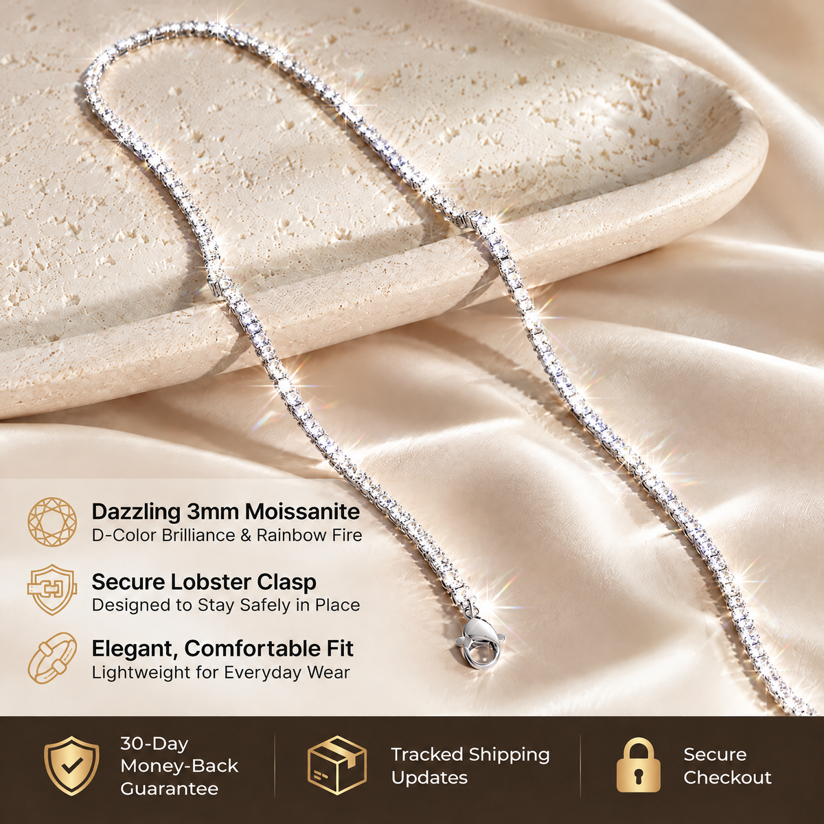 Unflippable Tennis Necklace in Yellow Gold