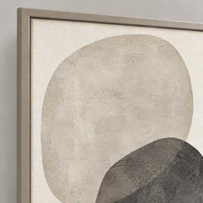 Blomarea Neutral Abstract Framed Wall Art – Organic Shape Design in Beige & Charcoal