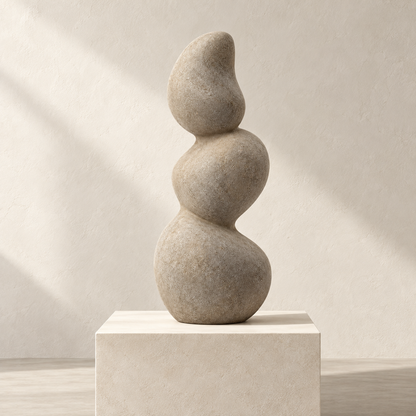 Blomarea Organic Balance Sculpture – Beige Abstract Decorative Object