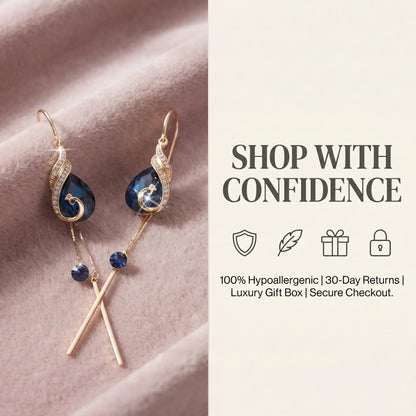 âš?90% OFF Flash Sale: The Royal Peacock: Sapphire-Hued Teardrop Drop Earrings