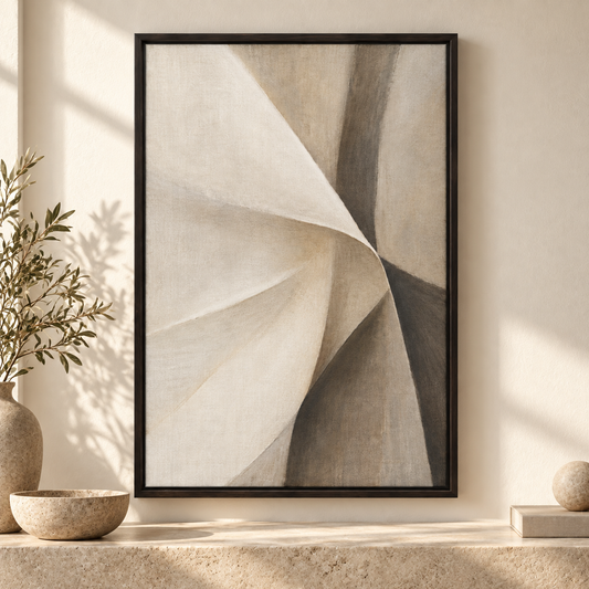Blomarea Contemporary Neutral Abstract Framed Wall Art – Beige, Taupe &amp; Charcoal Design