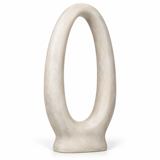 Blomarea Sculptural Oval Loop Décor – Cream Abstract Decorative Object