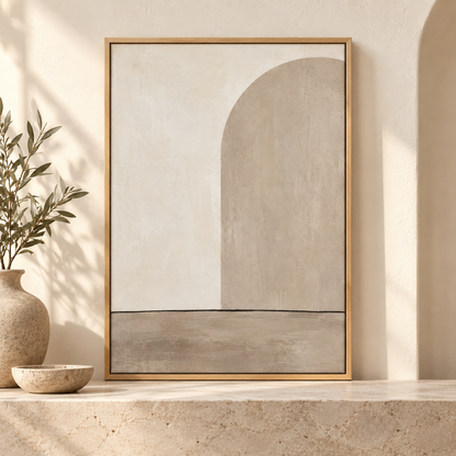 Blomarea Minimalist Neutral Arch Framed Wall Art – Beige & Cream Abstract Décor