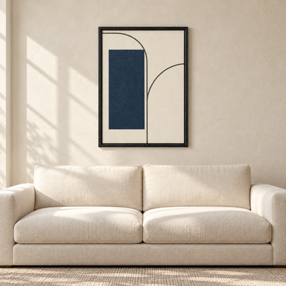 Blomarea Modern Geometric Framed Wall Art – Navy, Cream & Charcoal Abstract Design