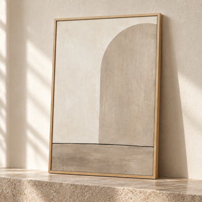 Blomarea Minimalist Neutral Arch Framed Wall Art – Beige & Cream Abstract Décor