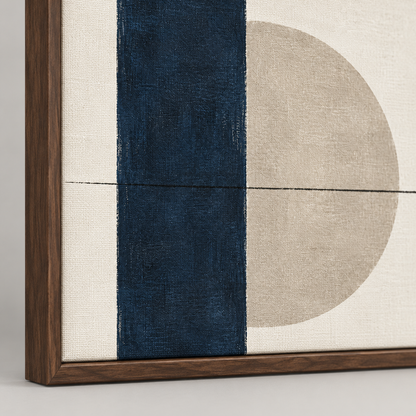 Blomarea Modern Abstract Framed Wall Art – Navy, Beige &amp; Cream Geometric Décor