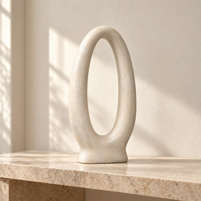Blomarea Sculptural Oval Loop Décor – Cream Abstract Decorative Object