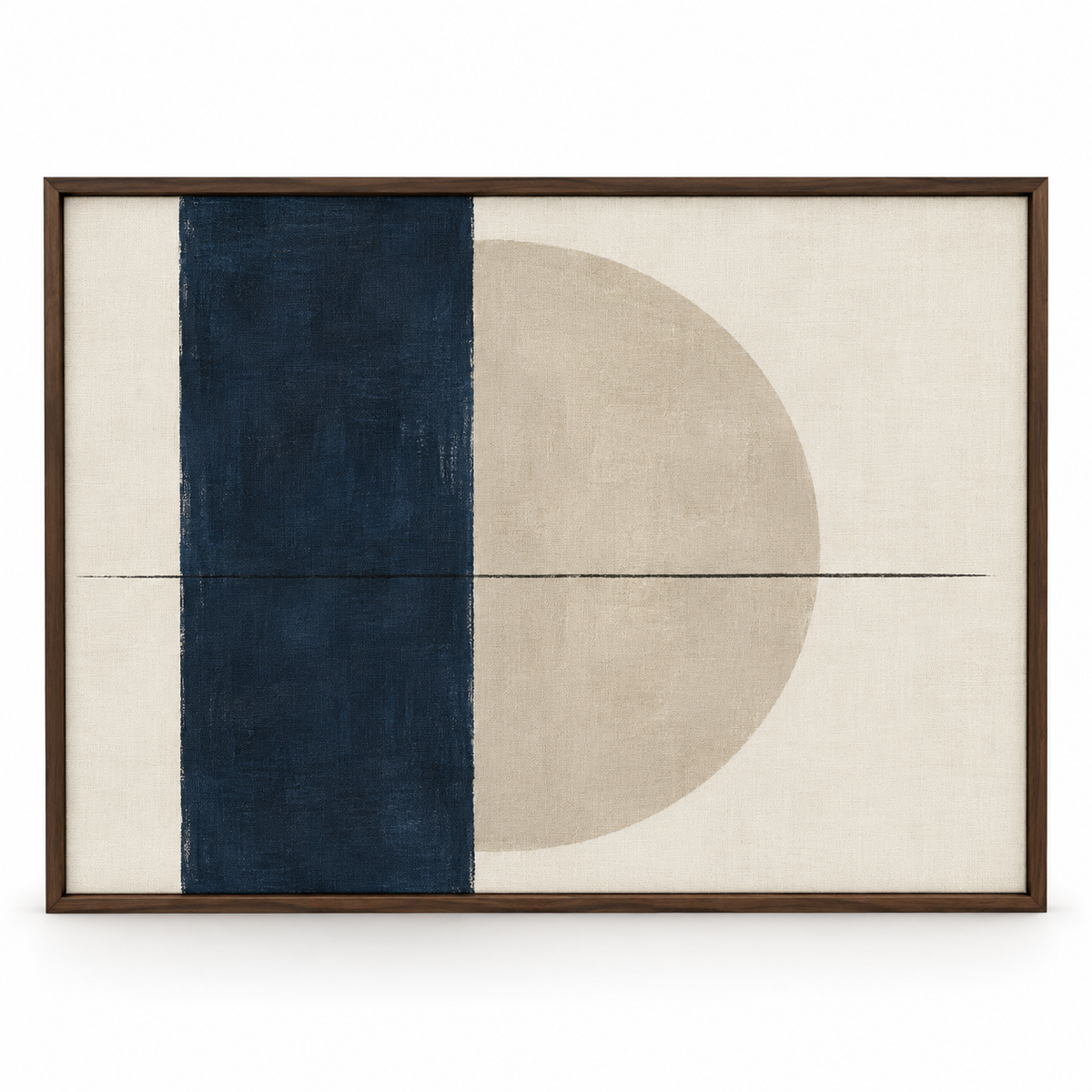 Blomarea Modern Abstract Framed Wall Art – Navy, Beige &amp; Cream Geometric Décor