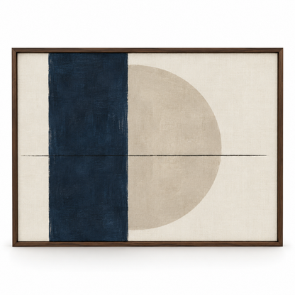 Blomarea Modern Abstract Framed Wall Art – Navy, Beige &amp; Cream Geometric Décor