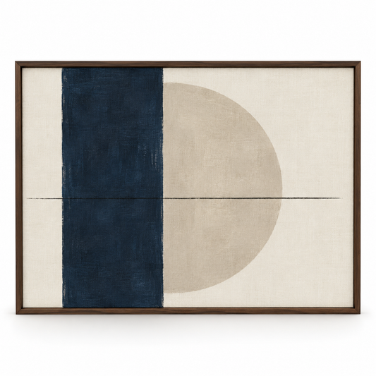 Blomarea Modern Abstract Framed Wall Art – Navy, Beige &amp; Cream Geometric Décor
