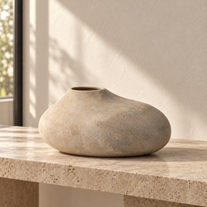 Blomarea Organic Pebble Vase – Beige Stone-Look Decorative Vessel