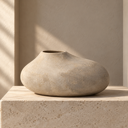 Blomarea Organic Pebble Vase – Beige Stone-Look Decorative Vessel