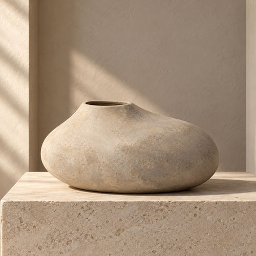Blomarea Organic Pebble Vase – Beige Stone-Look Decorative Vessel