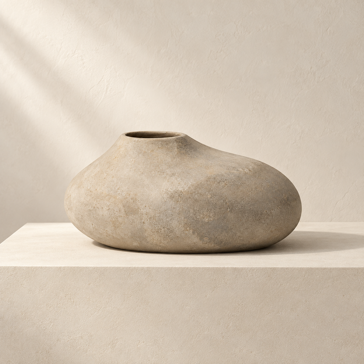 Blomarea Organic Pebble Vase – Beige Stone-Look Decorative Vessel