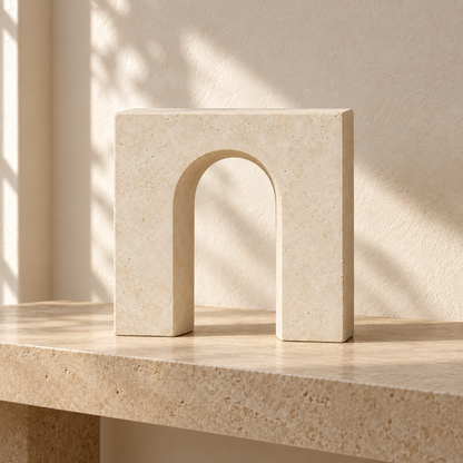 Blomarea Arch Form Sculpture – Cream Stone-Look Decorative Object