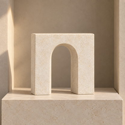 Blomarea Arch Form Sculpture – Cream Stone-Look Decorative Object