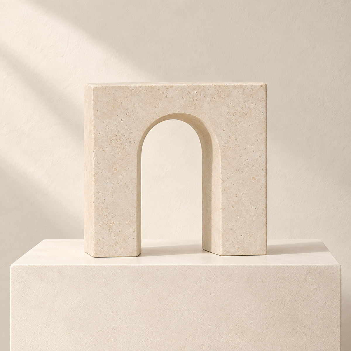 Blomarea Arch Form Sculpture – Cream Stone-Look Decorative Object