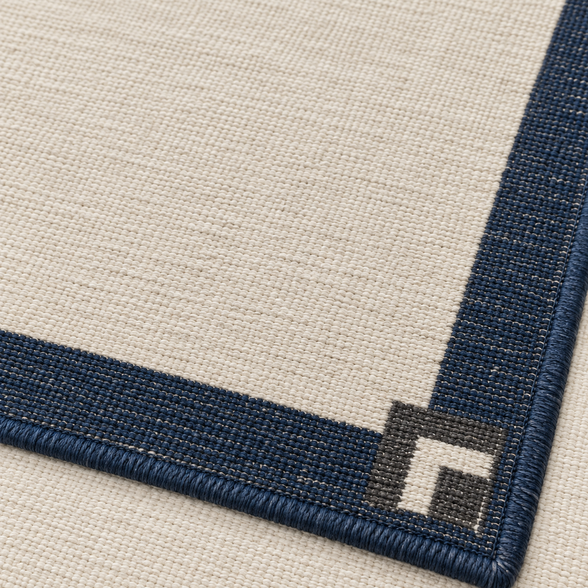 Blomarea Navy Border Area Rug – Cream Geometric Minimalist Floor Décor