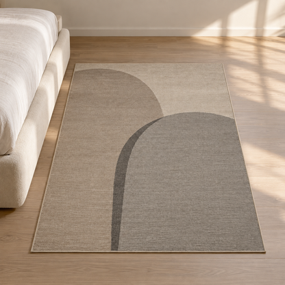 Blomarea Arch Form Area Rug – Beige, Taupe & Charcoal Abstract Floor Décor