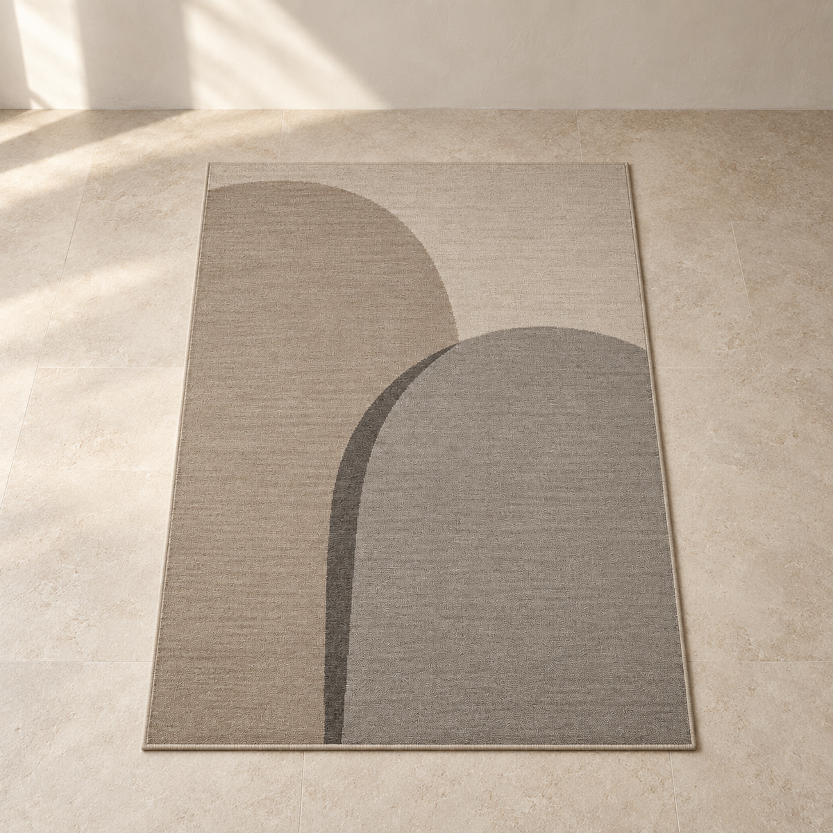 Blomarea Arch Form Area Rug – Beige, Taupe & Charcoal Abstract Floor Décor