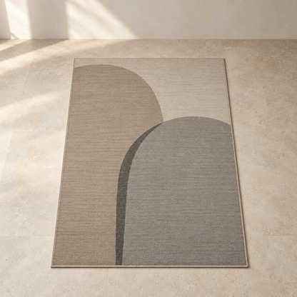 Blomarea Arch Form Area Rug – Beige, Taupe & Charcoal Abstract Floor Décor