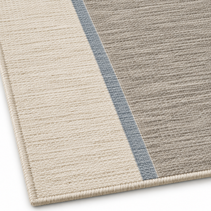 Blomarea Striped Neutral Area Rug – Beige, Grey &amp; Soft Blue Minimalist Floor Décor