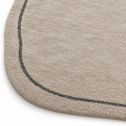 Blomarea Organic Border Area Rug – Beige &amp; Charcoal Freeform Floor Décor